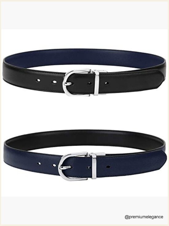 Reversible Genuine Leather Belt With Prong Buckle - 28mm main image 5